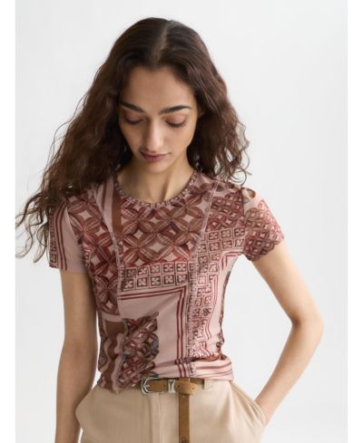 SCOTCH & SODA Women's Scotch and Soda Printed Mesh Slim-Fit T-Shirt