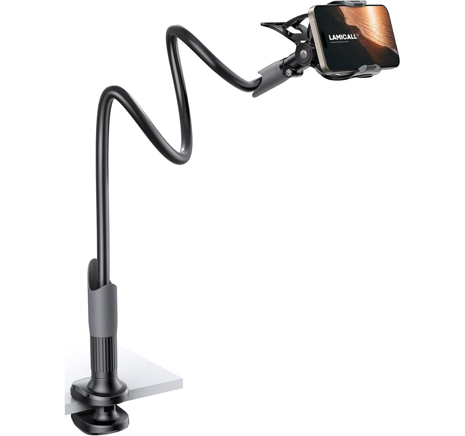 Lamicall Upgraded Stable Clip Gooseneck Phone Mount for 4-7 Inch Smartphones