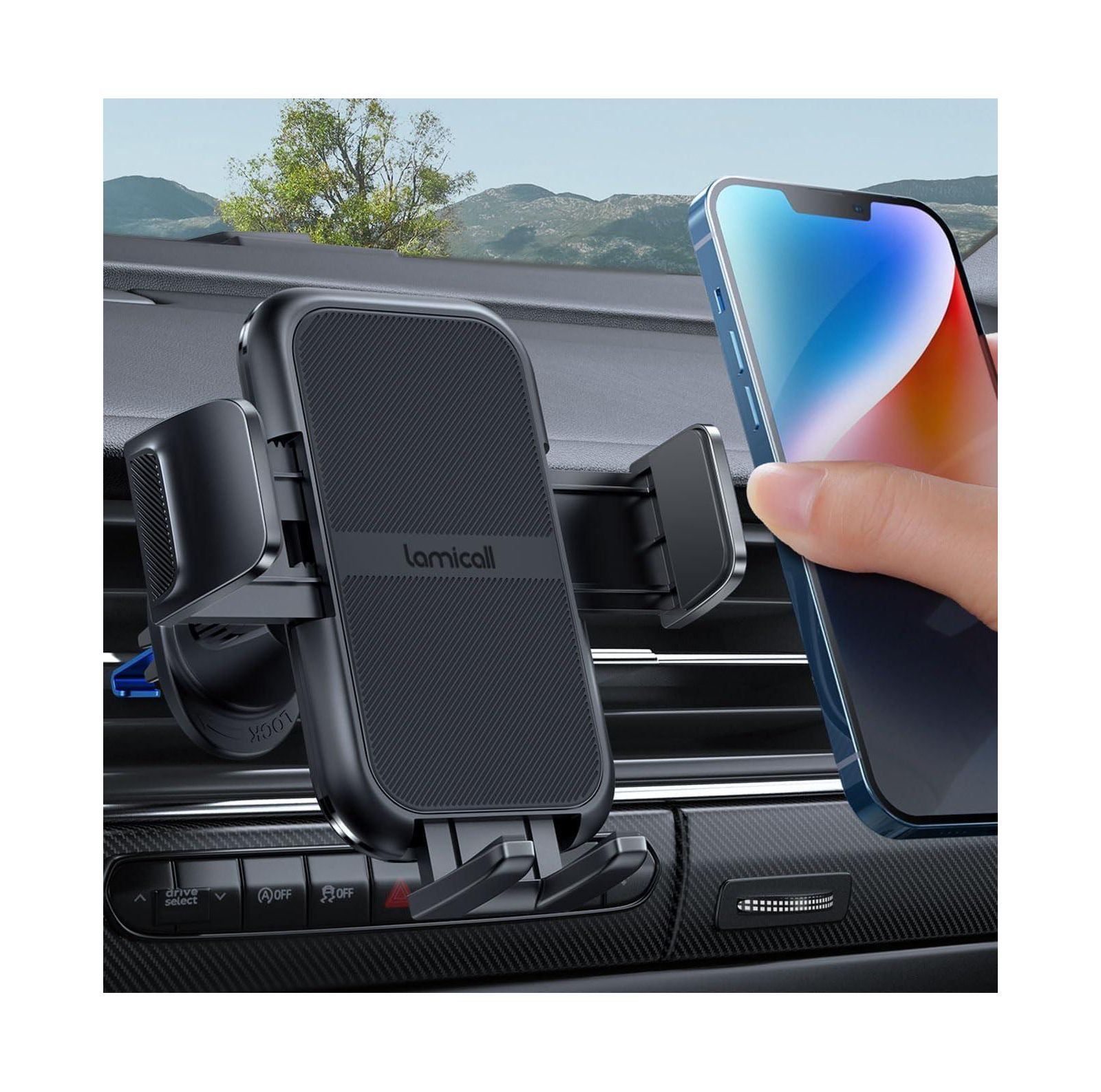 Lamicall 4-Lock Stability 360-Degree Rotation Thick Case Friendly Car Air Vent Phone Holder Compatible with Vertical and Horizontal Air Vents