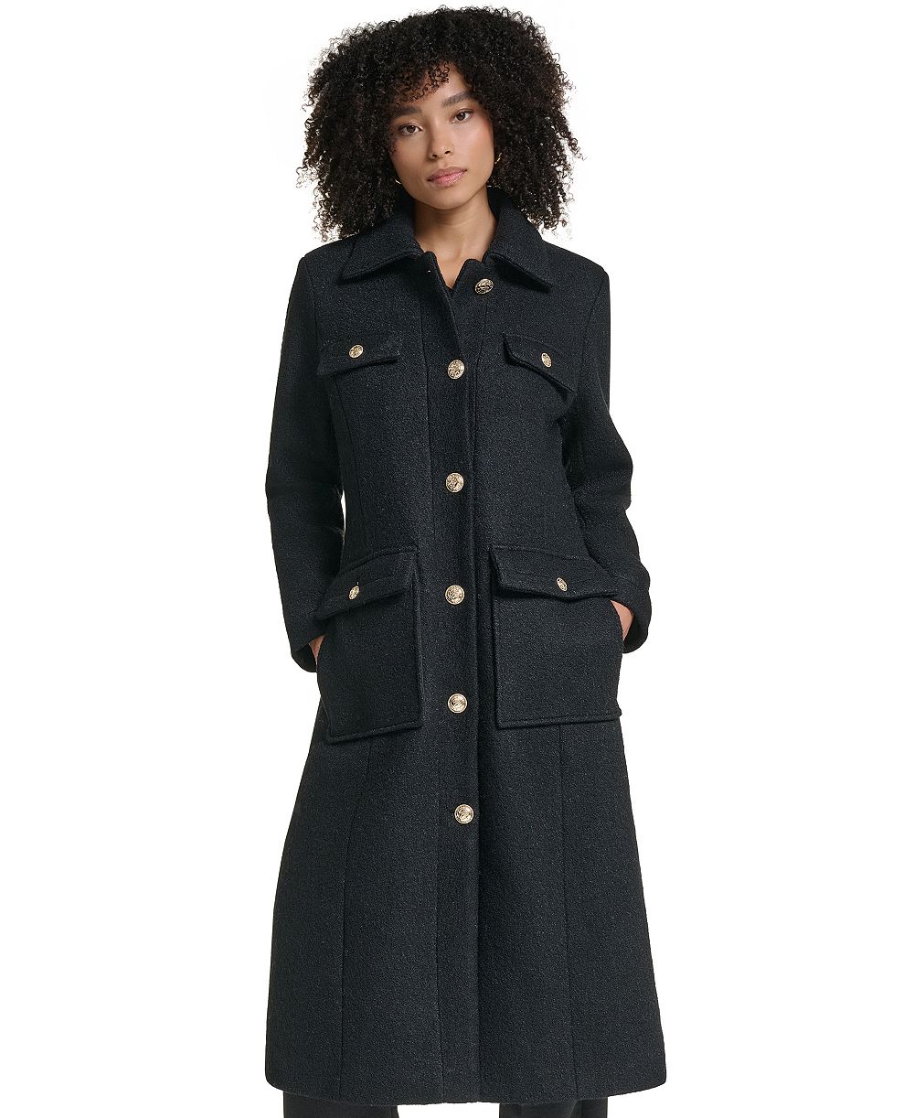 Karl Lagerfeld Paris Women's Wool-Blend Long Colorblock Coat