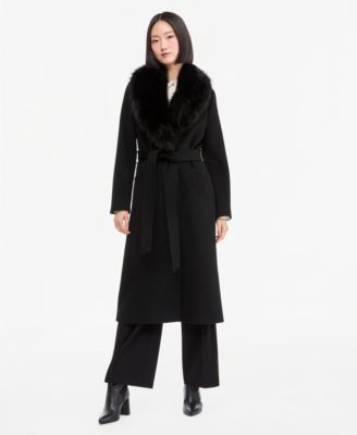 Женское пальто Michael Kors Belted Faux-Fur Trimmed Wrap