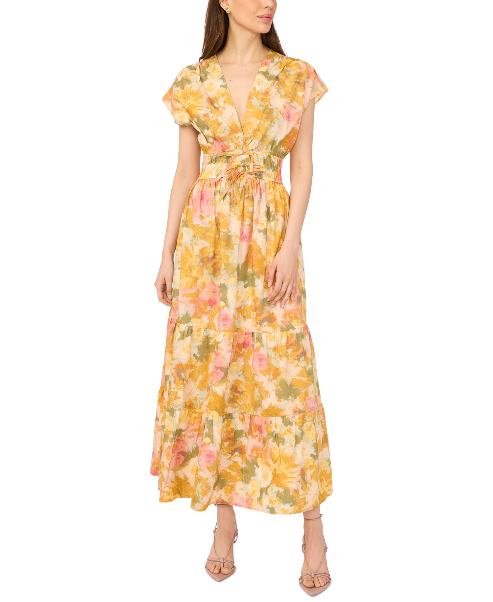 Женское платье CeCe V-Neck Tie-Waist Maxi