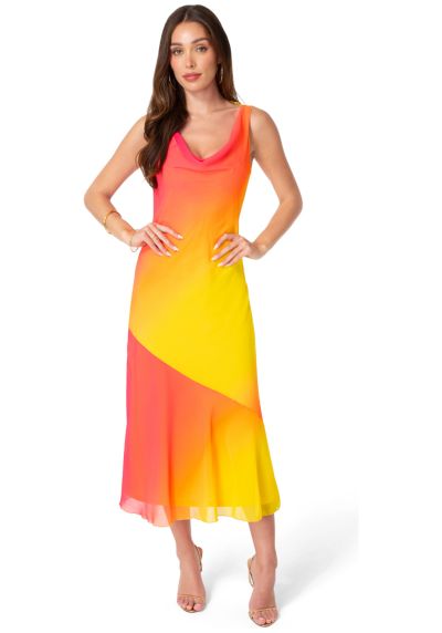 Bebe Women's Ombre Chiffon Cowl Maxi Dress