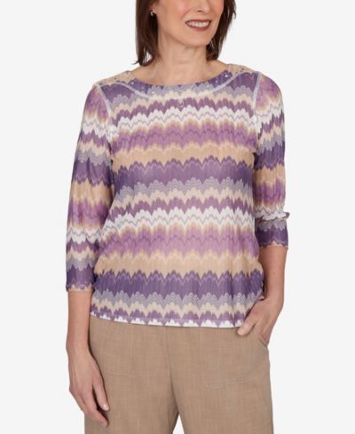 Трикотажный топ Alfred Dunner Petite Grand Bazaar с полосатым узором