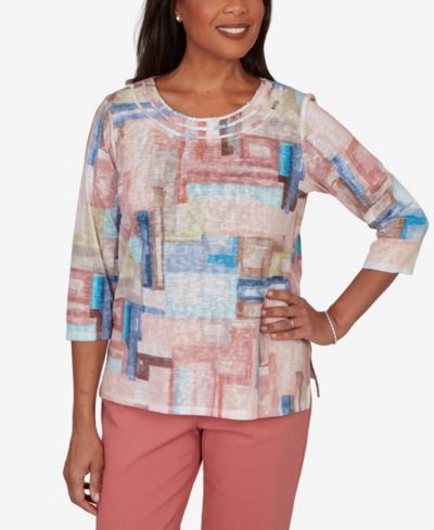 Женский трикотажный топ Alfred Dunner Petite Camden Market Color Blocks
