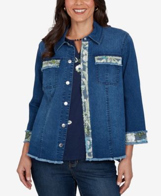 Alfred Dunner Petite Sequin Embellished Stretch Denim Jacket