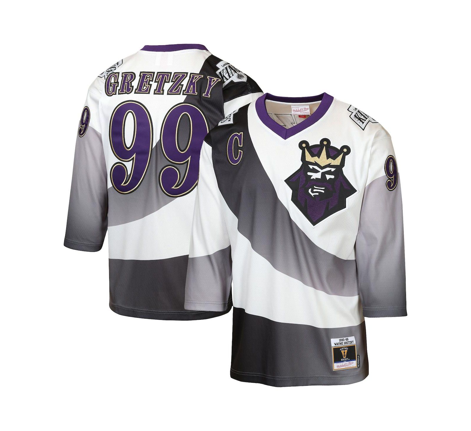 Джерси Mitchell & Ness Big Boys and Girls Wayne Gretzky White Los Angeles Kings 1995/96 Power Play Throwback Alternate Player с капитанским патчем