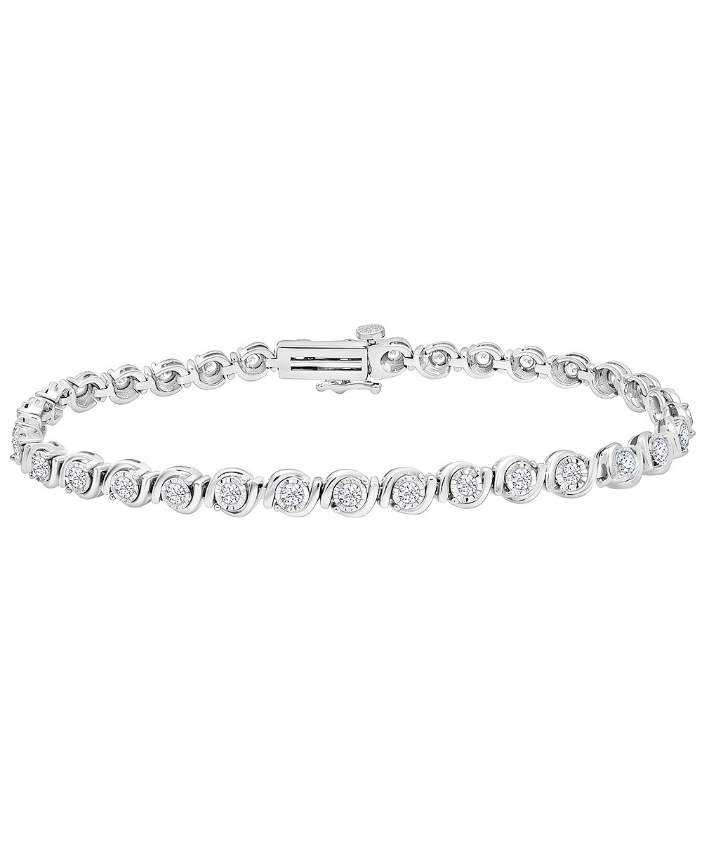 Macy's Браслет с бриллиантом (1 ct. t.w.) из стерлингового серебра