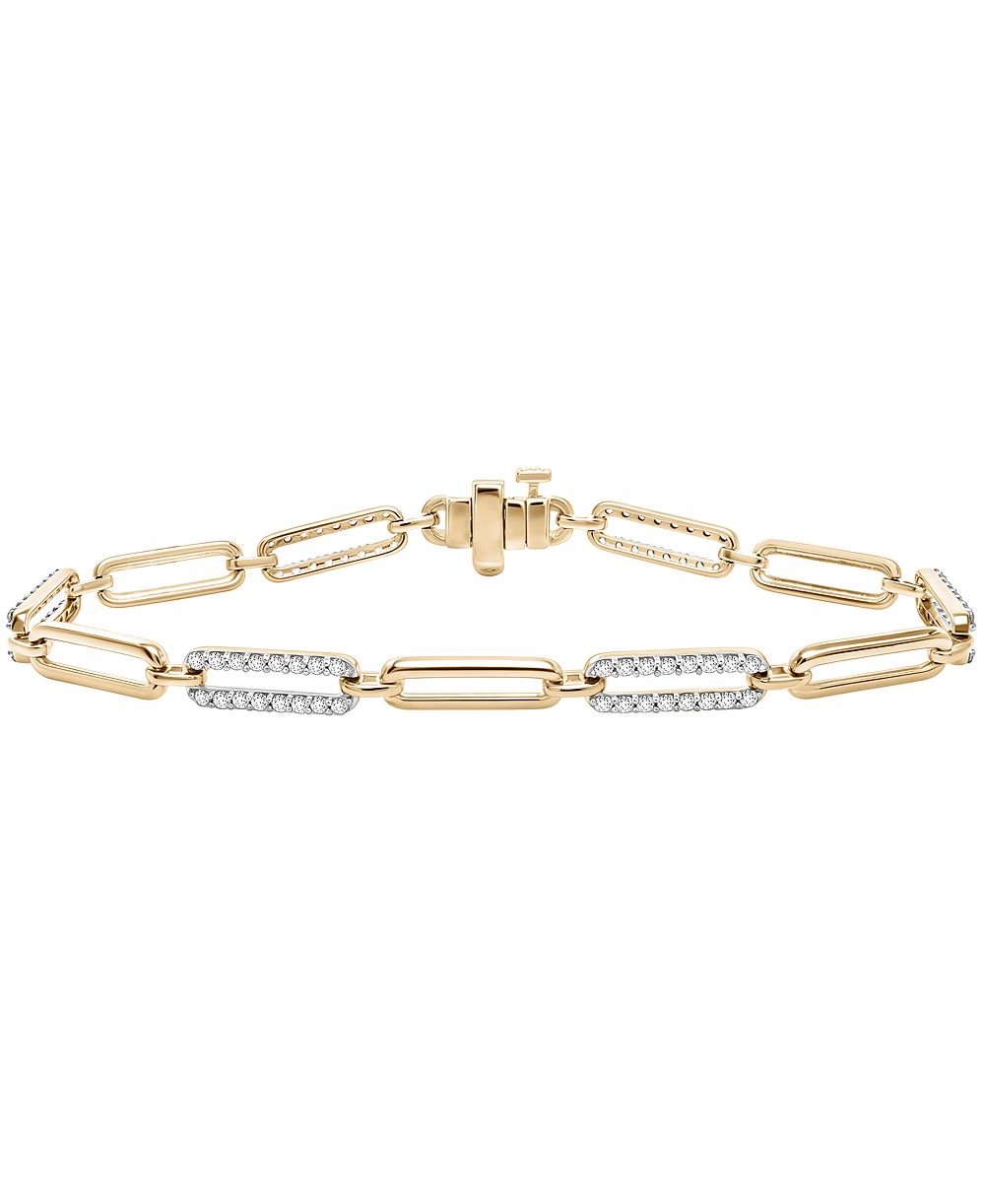 Бриллиантовый браслет Macy's (1 ct. t.w.) в 14k Yellow Gold поверх Sterling Silver
