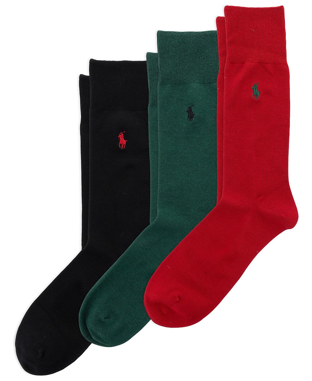 Polo Ralph Lauren Men's and Women's Soft Touch Dress Rayon-Blend Crew Socks with Reinforced Heel & Toe, 3-Pack