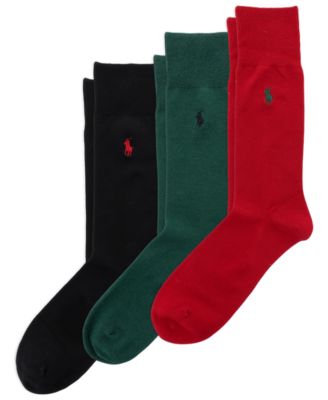 Мужские носки Polo Ralph Lauren из мягкой плоской вязки, набор из 3 пар, вискозная смесь