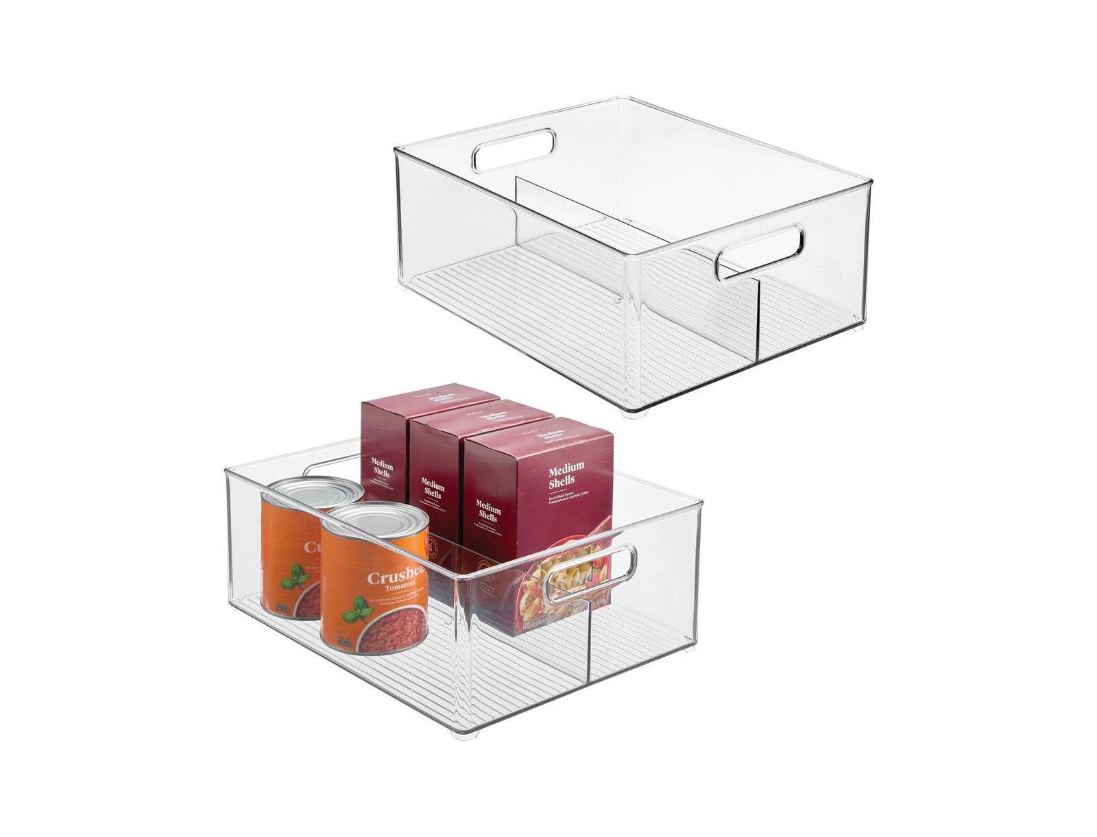iDesign Divided Pantry Bin with Handles for Fridge or Pantry