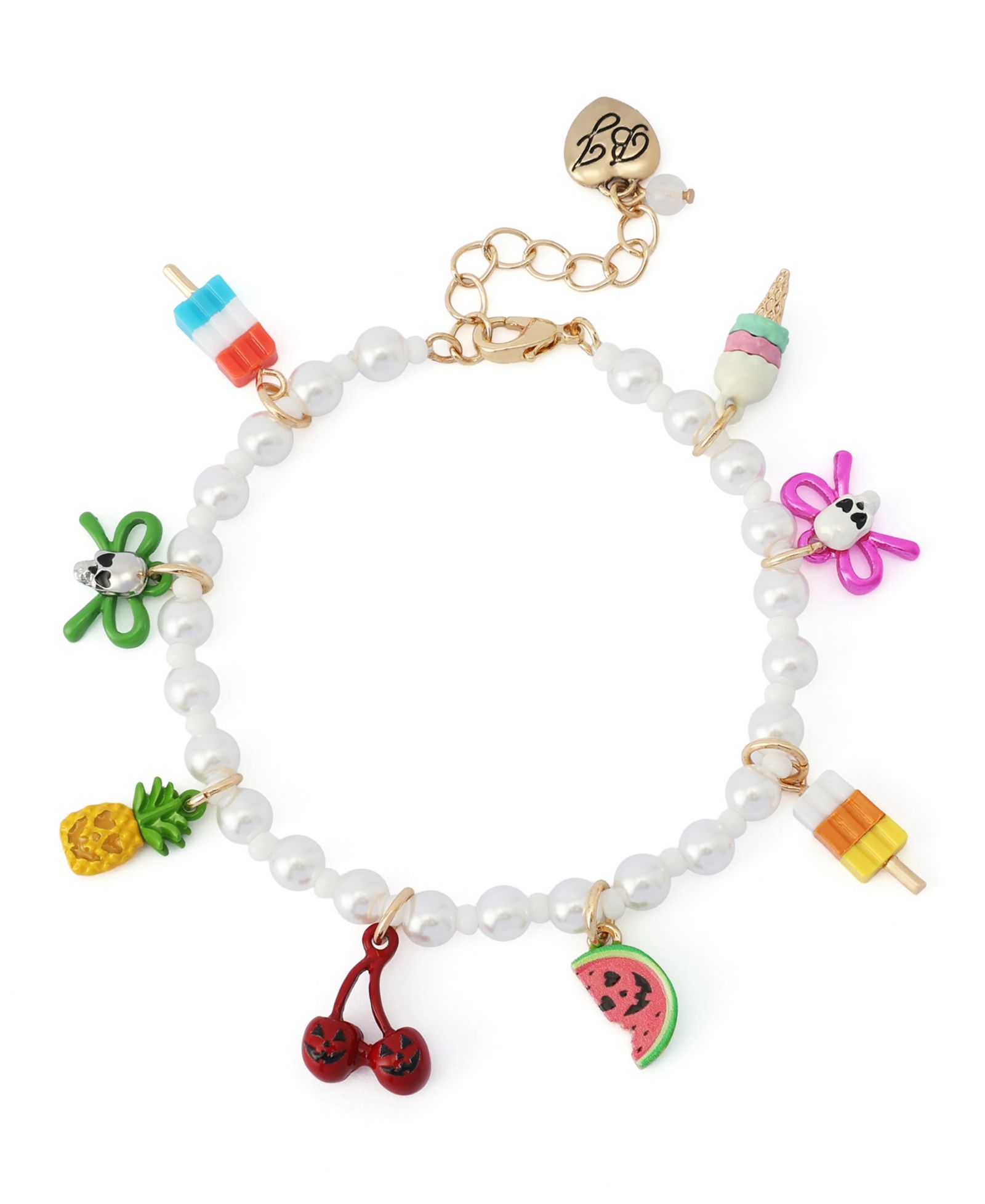 Betsey Johnson Imitation Pearl Spooky Summer Mixed Charm Bracelet