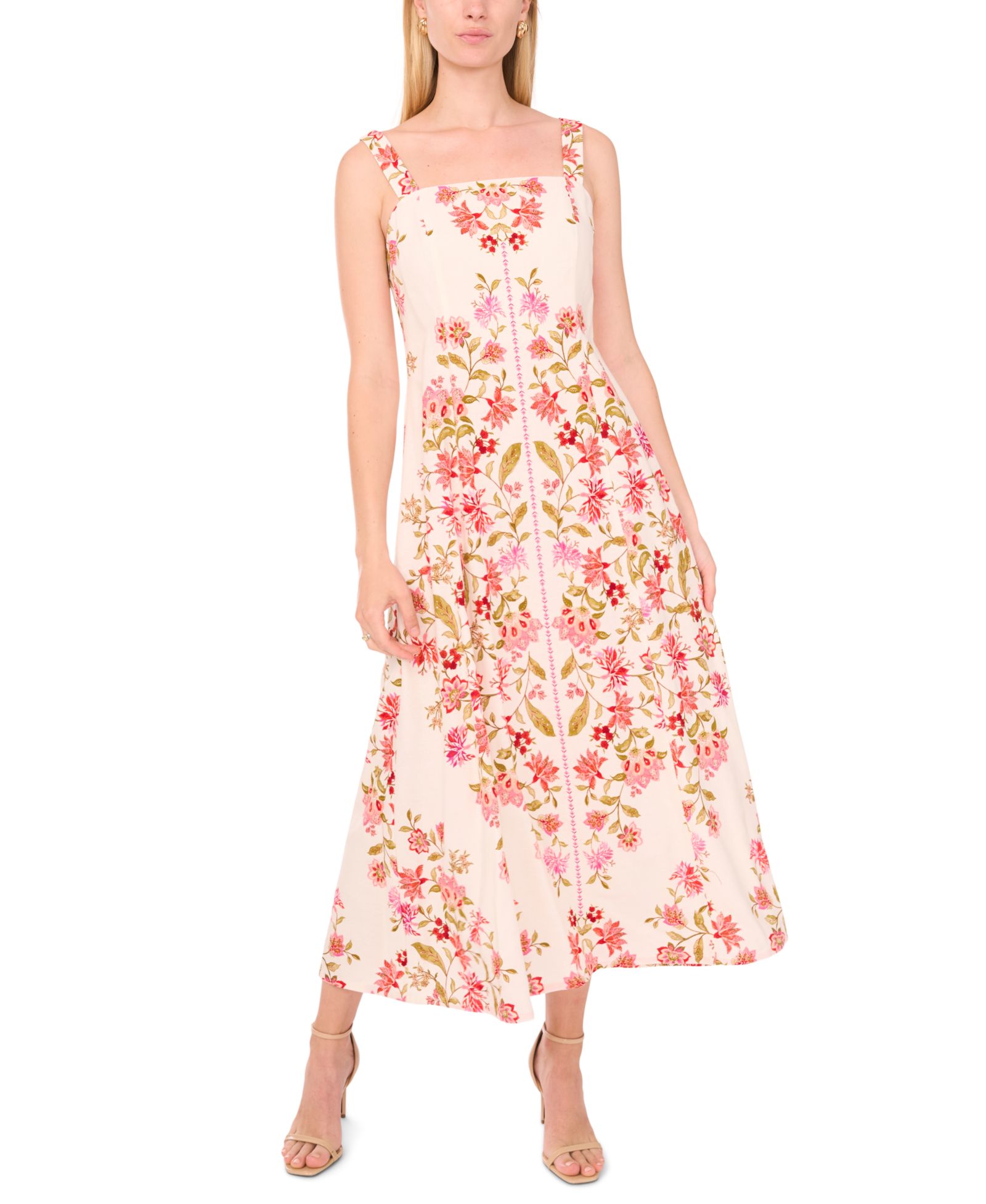 CeCe Women's Square Neck Panel Maxi Dress