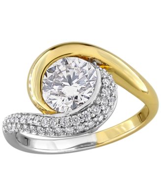 Macy's кольцо с моассанитом Lab-Grown (1-7/8 ct. t.w.), двухцветное стерлинговое серебро