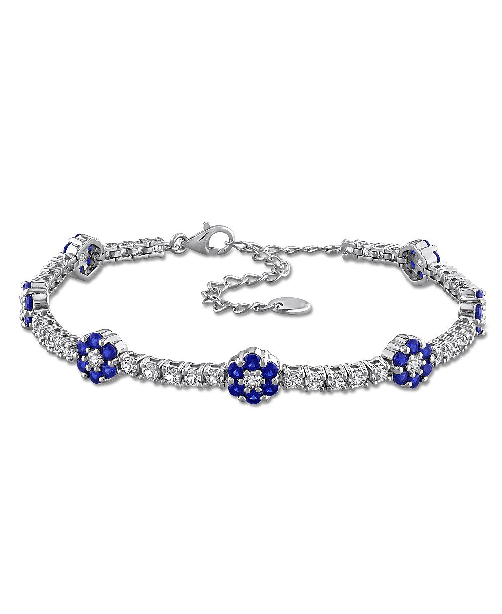 Lab-Grown Emerald (1 ct. t.w.) & Lab-Grown White Sapphire (1-3/4 ct. t.w.) Bracelet in Sterling Silver