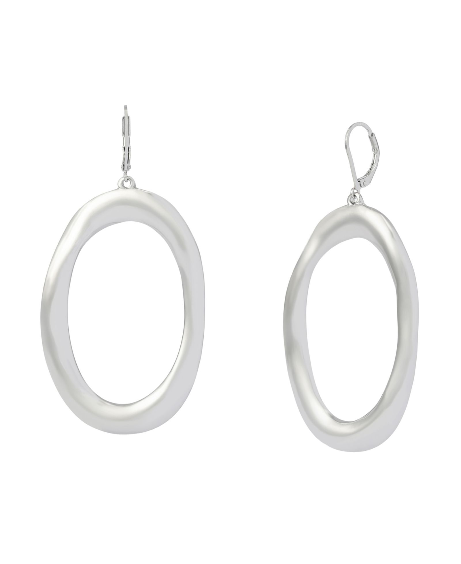 Robert Lee Morris Soho Rhodium Sculpted Oval Drop Earrings