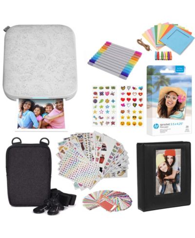 HP Sprocket 3x4 Portable Printer - Instant Photo Printer, Case, Album and Zink Paper Gift Bundle