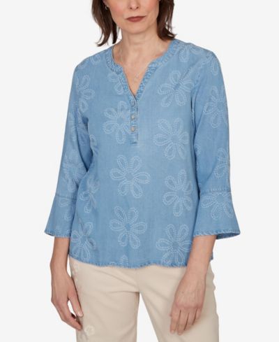 Женский топ Alfred Dunner Camden Market Tonal Embroidered Soft Henley