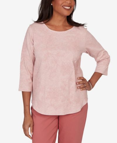Alfred Dunner Женский трикотажный топ Camden Market Tonal Floral Soutache Knit