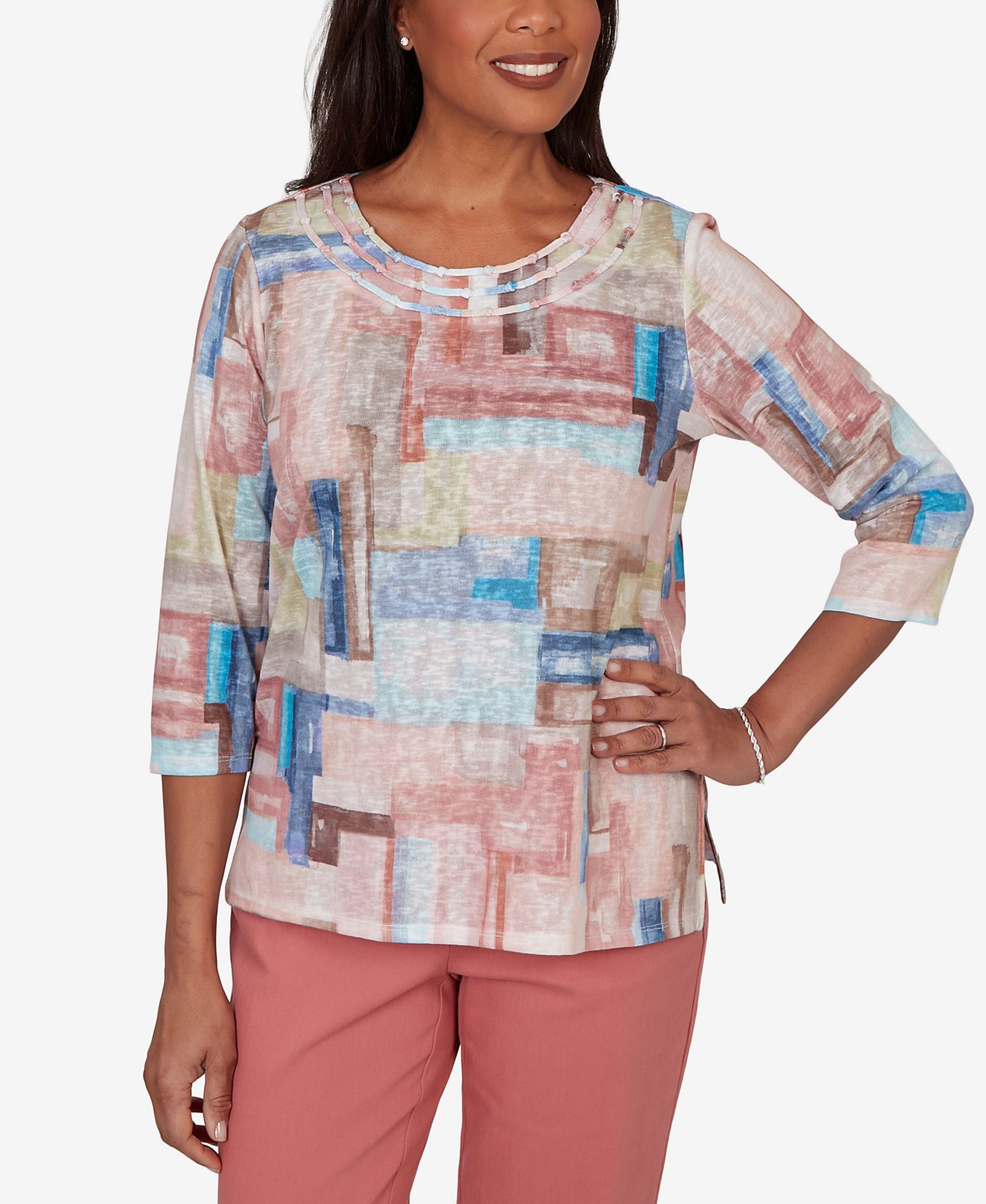 Женский топ Alfred Dunner Camden Market Painted Color Blocks Knit