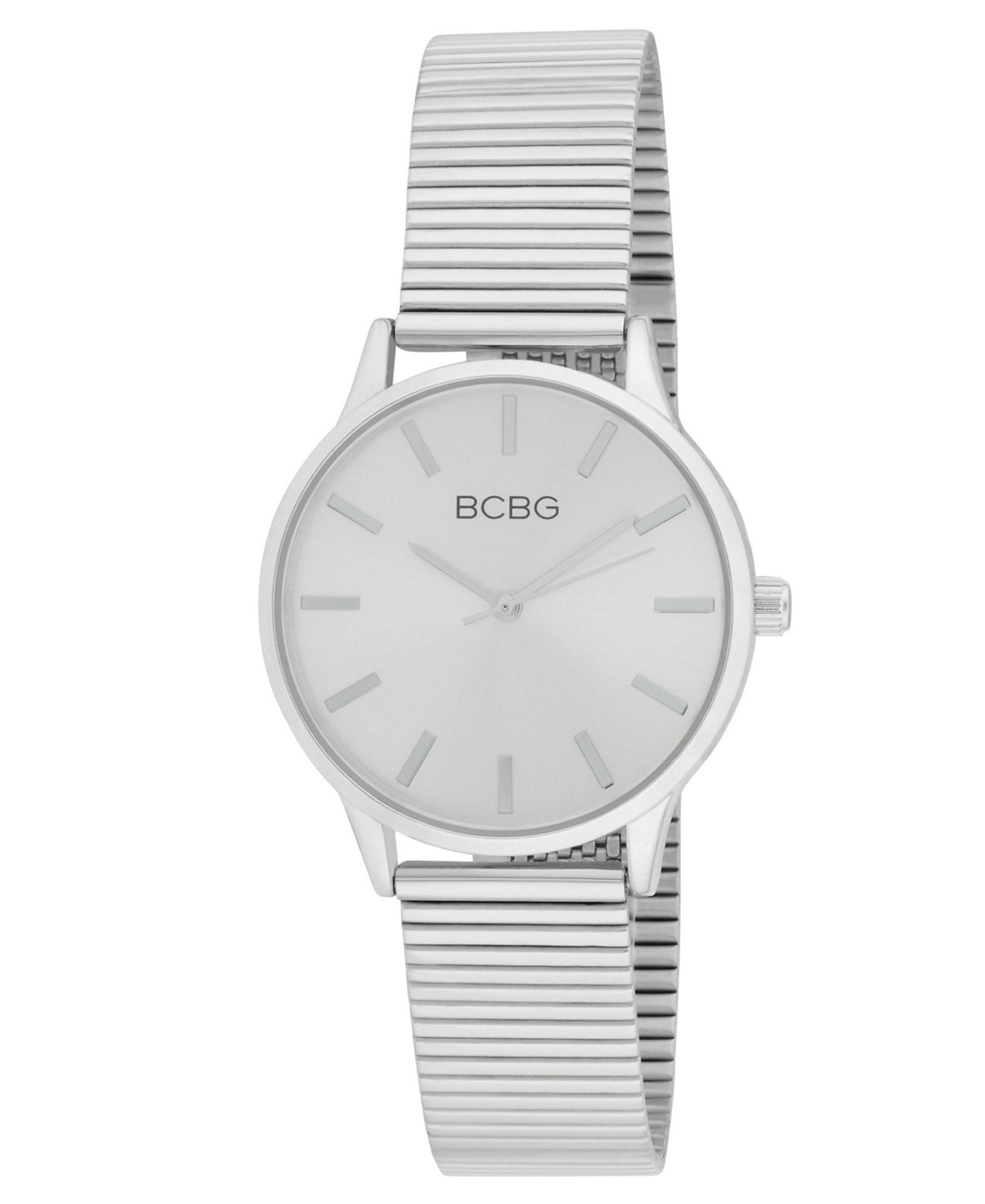 BCBG Women's Quartz Round Silver Stainless Steel Watch 34mm