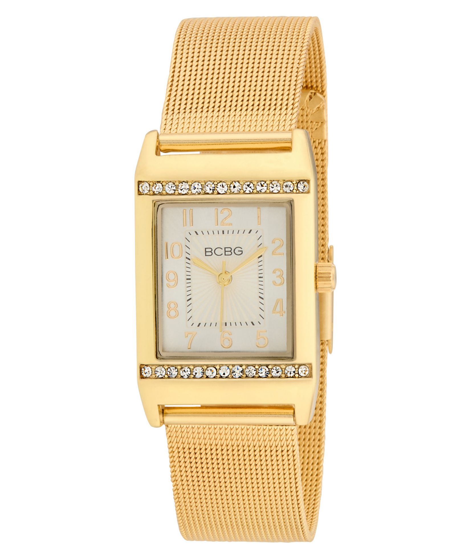 BCBG Women's Quartz Rectangle Gold Stainless Steel Watch 23mm