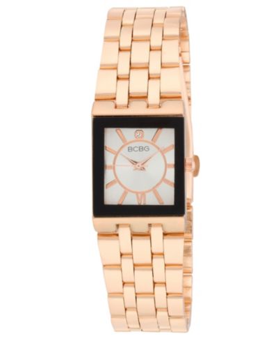 BCBG Women’s Quartz Rectangle Rose Gold Stainless Steel Watch 22mm