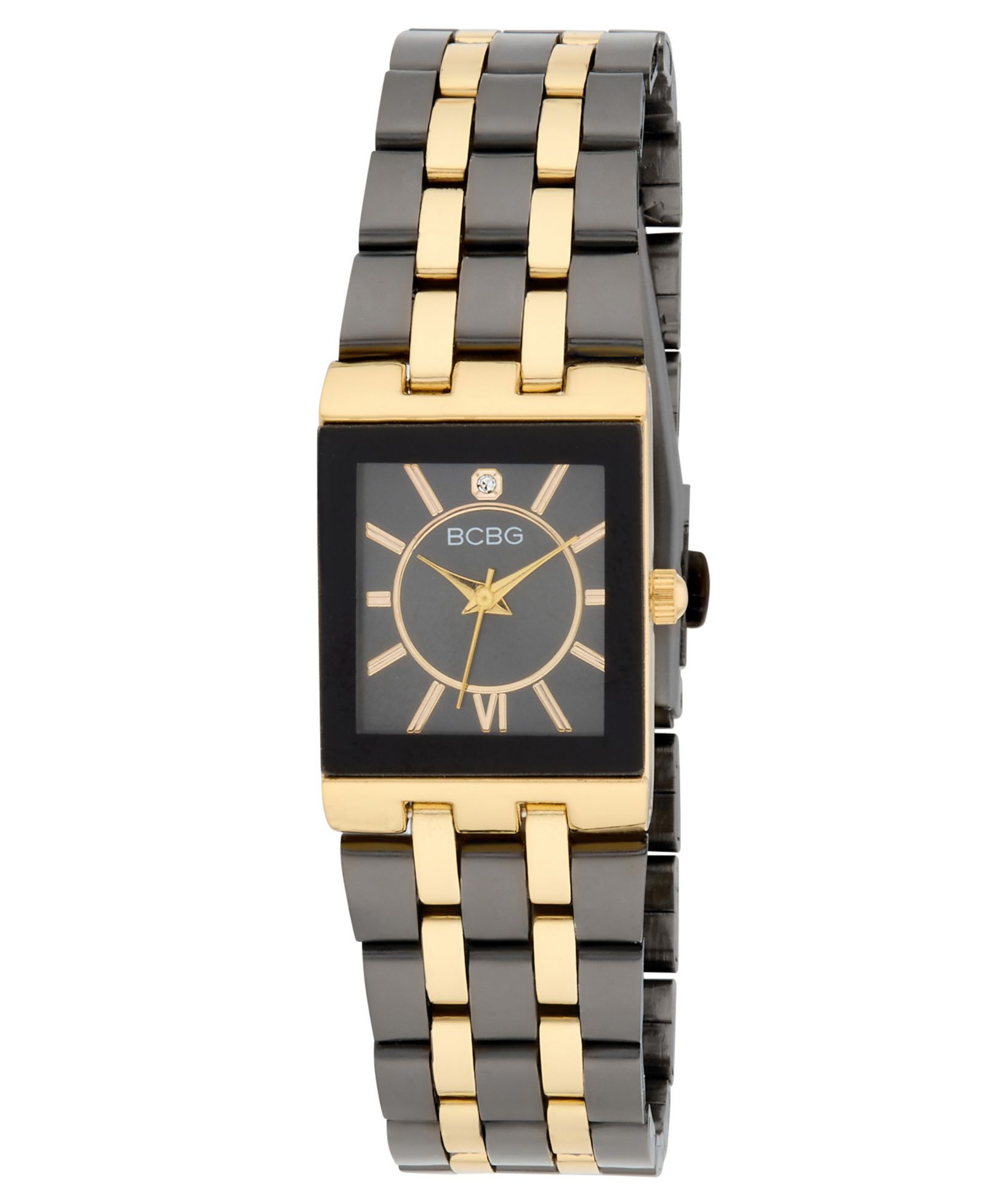 BCBG Women’s Quartz Rectangle Black Stainless Steel Watch 22mm