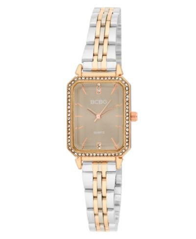 BCBG Women's Quartz Rectangle Two-Tone Stainless Steel Watch 23mm