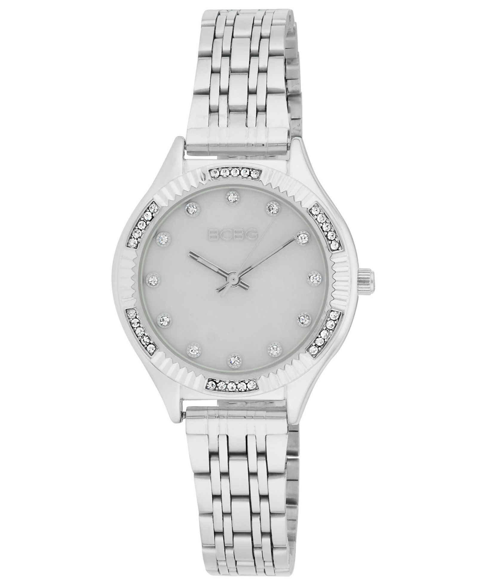 Часы BCBG Женские Quartz Round Silver Stainless Steel, 33mm
