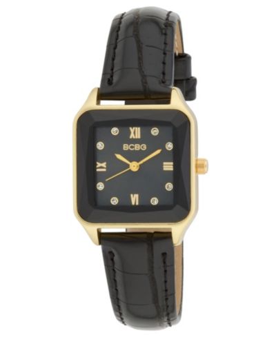 BCBG Women's Quartz Square Black Stainless Steel Watch 27mm