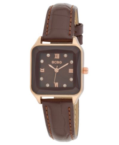 BCBG Women's Quartz Square Brown Stainless Steel Watch 27mm