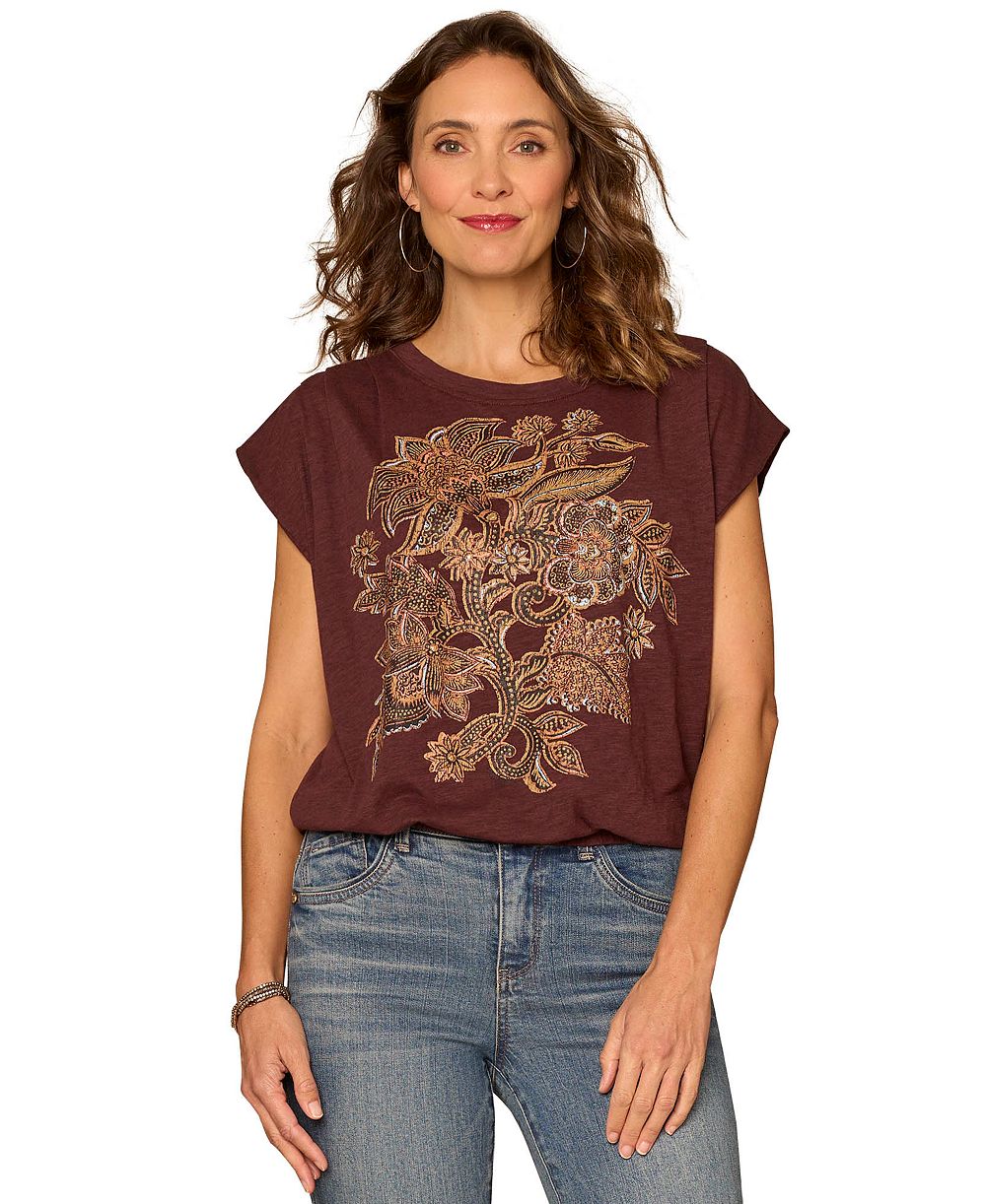 Democracy Petite Origami Cap-Sleeve Pull-On Top
