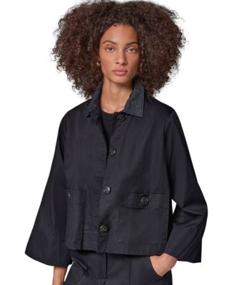 Женская куртка Donna Karan Weekend Bell-Sleeve Trapeze с воротником из денима