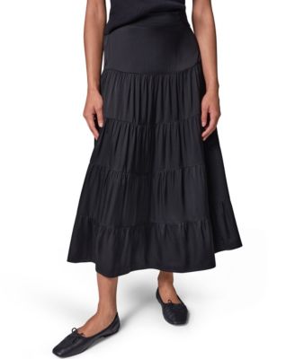 Donna Karan Weekend Women's Satin Midi Tiered Skirt