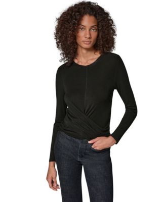 Donna Karan Weekend Женская длинная блуза с драпировкой спереди и длинным рукавом