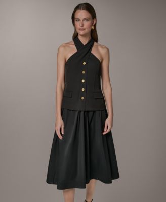Donna Karan New York Petite Twist Halter Neck платье