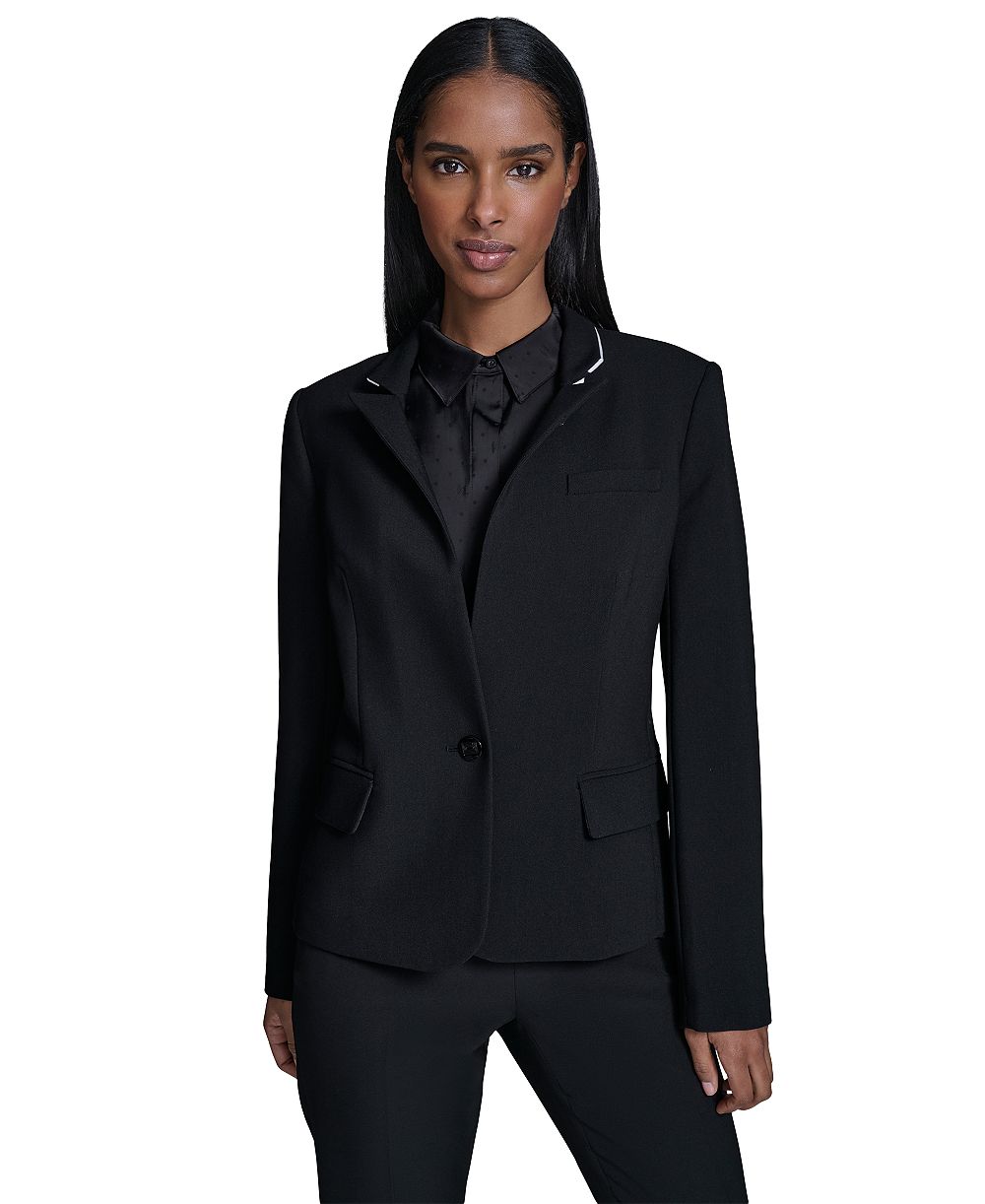KARL LAGERFELD PARIS Petite Reverse Lapel One Button Blazer