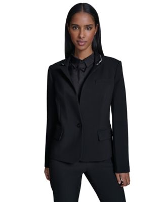 KARL LAGERFELD PARIS Petite Reverse Lapel One Button Blazer
