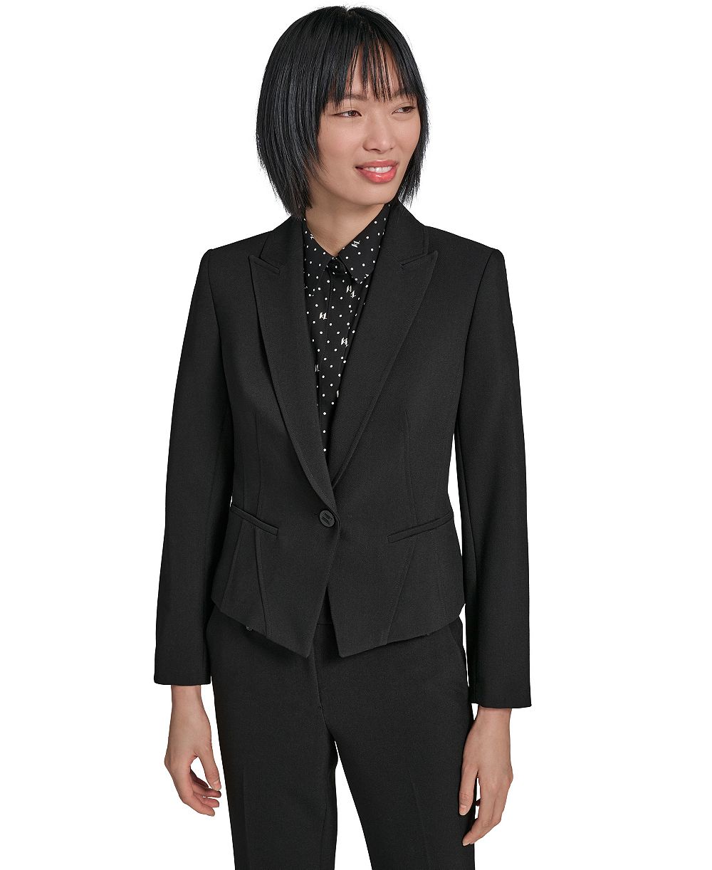 KARL LAGERFELD PARIS petite Peak-Lapel One-Button Blazer