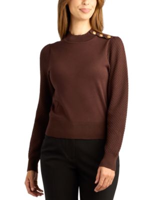 BCX Juniors' Mock Neck Long-Sleeve Fitted Pullover