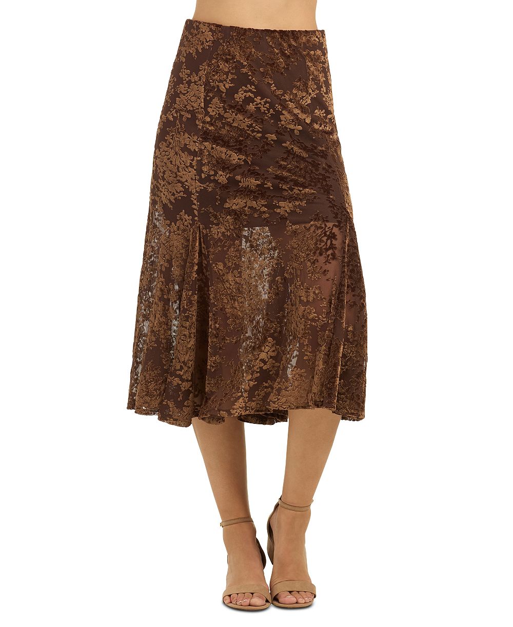 BCX Juniors' High-Waisted A-Line Midi Skirt