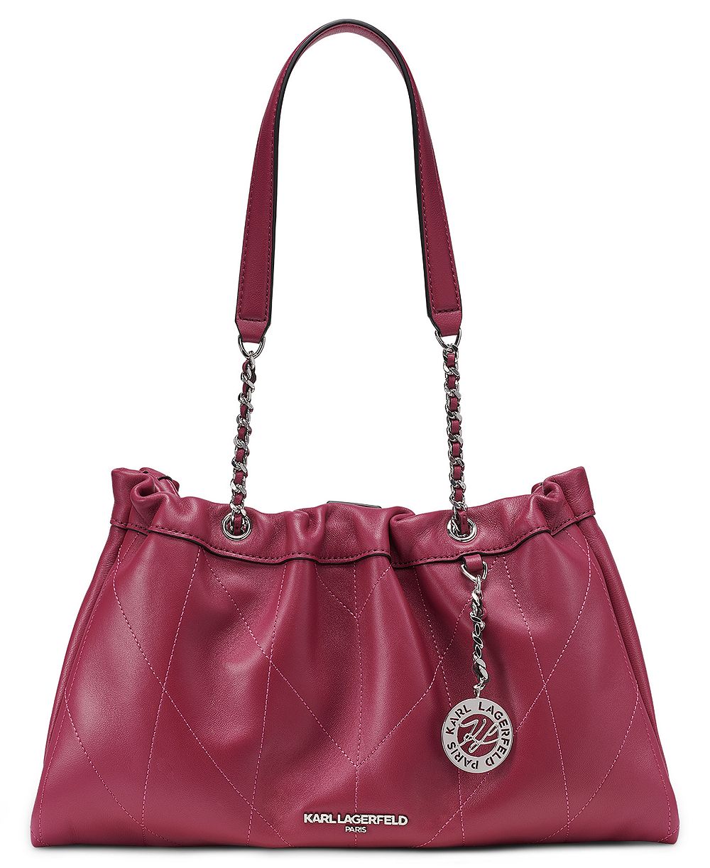 KARL LAGERFELD PARIS Amandine Leather Medium Shoulder Handbag