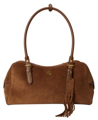 Большая замшевая сумка-саквояж Lauren Ralph Lauren Marcy с молнией