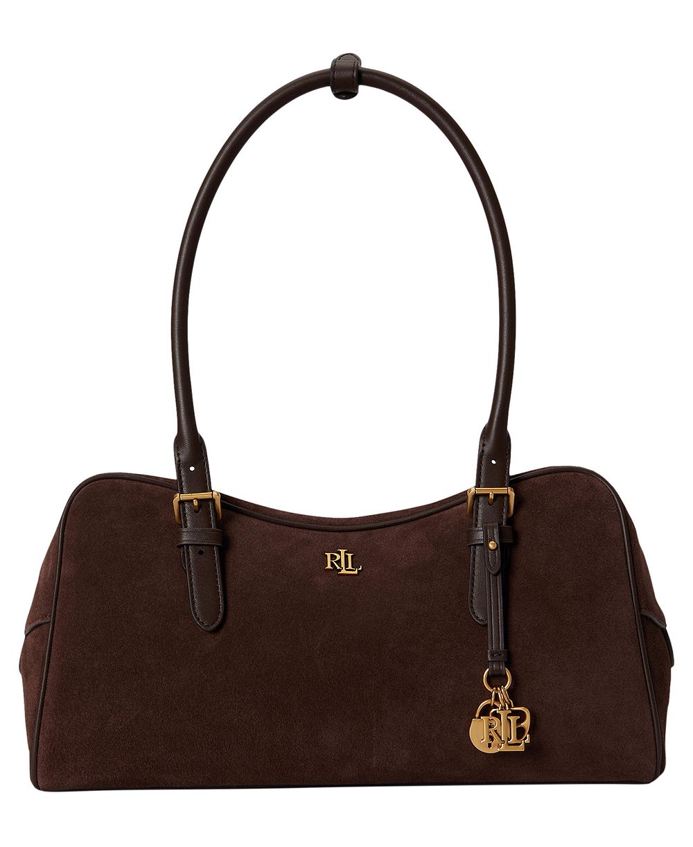 Lauren Ralph Lauren Marcy Zipper Suede Charms Large Satchel Bag