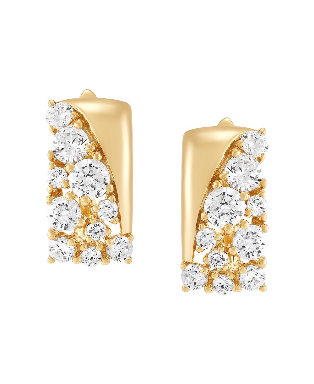 Серьги-кольца с выращенным белым сапфиром (2 ct. t.w.) в 14k желтом позолоченном стерлинговом серебре