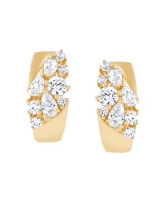 Macy's Lab-Grown White Sapphire (1-7/8 ct. t.w.) Hoop Earrings in 14k Yellow Gold-Plated Sterling Silver
