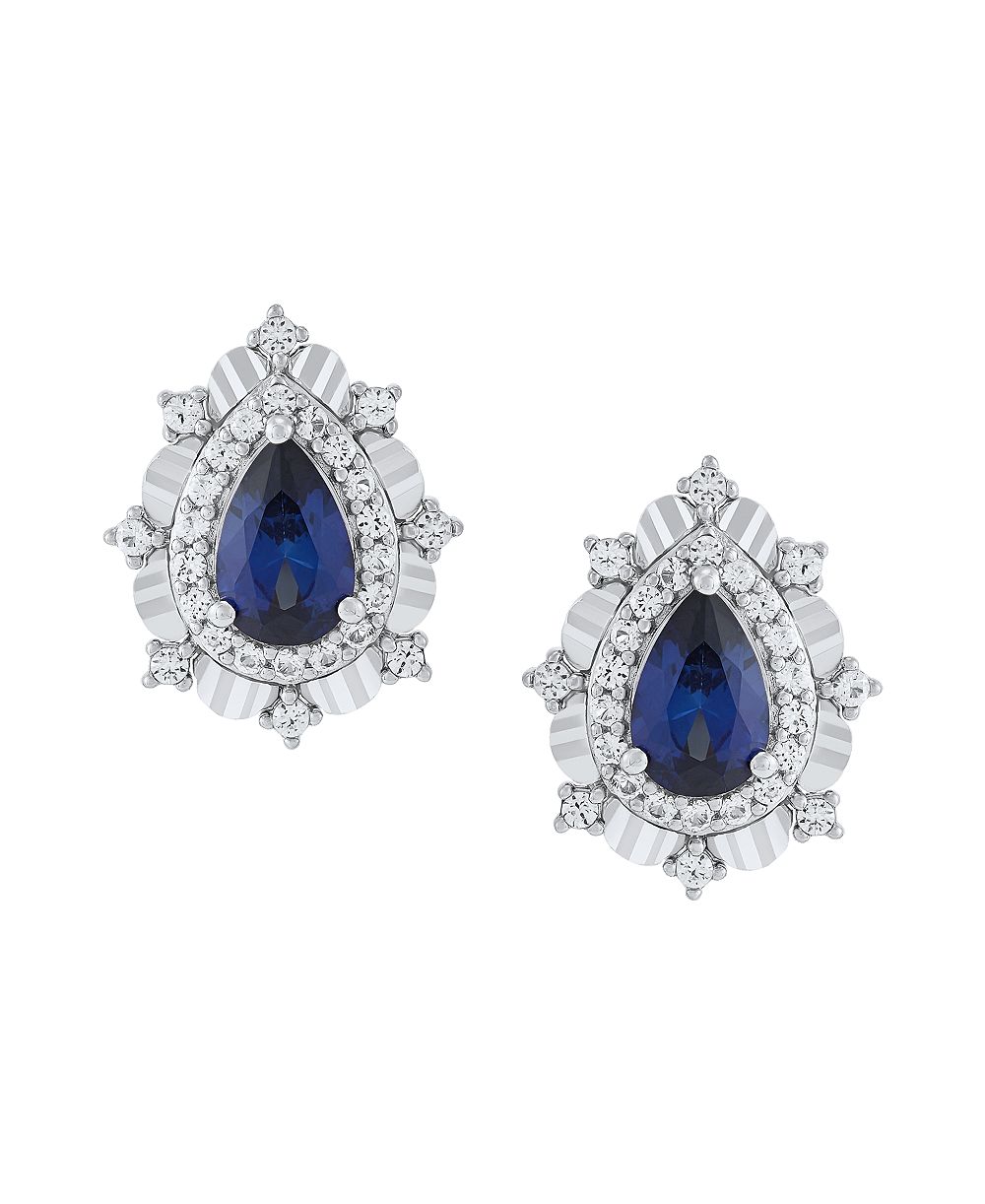 Macy's Lab-Grown Emerald (5/8 ct. t.w.) & Sapphire (1/3 ct. t.w.) Earrings in 14k Gold-Plated Sterling Silver (Also Available in Sapphire & Ruby)