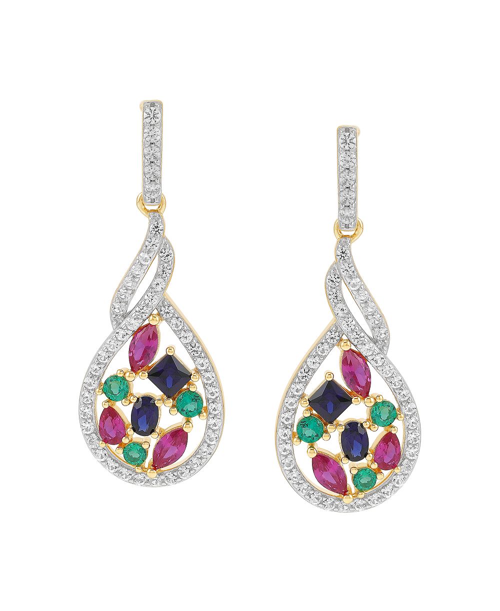 Macy's Multi-Gemstone (1-8/15 ct. t.w.) Earrings in 14k Yellow Gold-Plated Sterling Silver